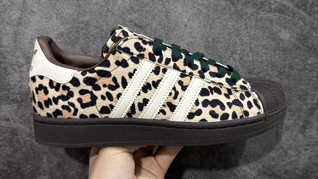 阿迪达斯 豹纹贝壳头 舒适百搭防滑耐磨低邦休闲板鞋