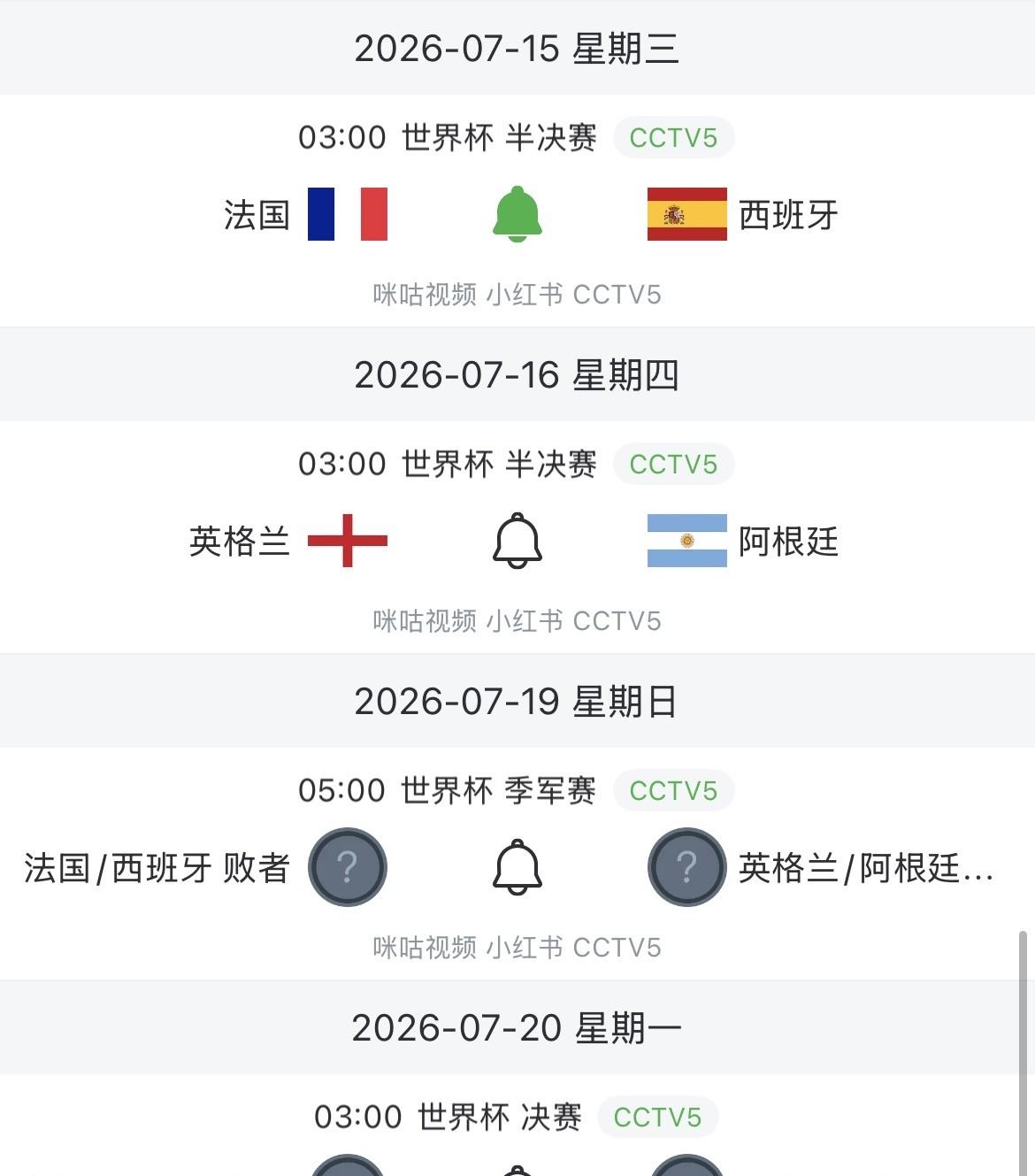 国际足联舍小保大，中国球迷又得熬夜看世界杯了！
世界杯最精彩的半决赛和决赛即将到
