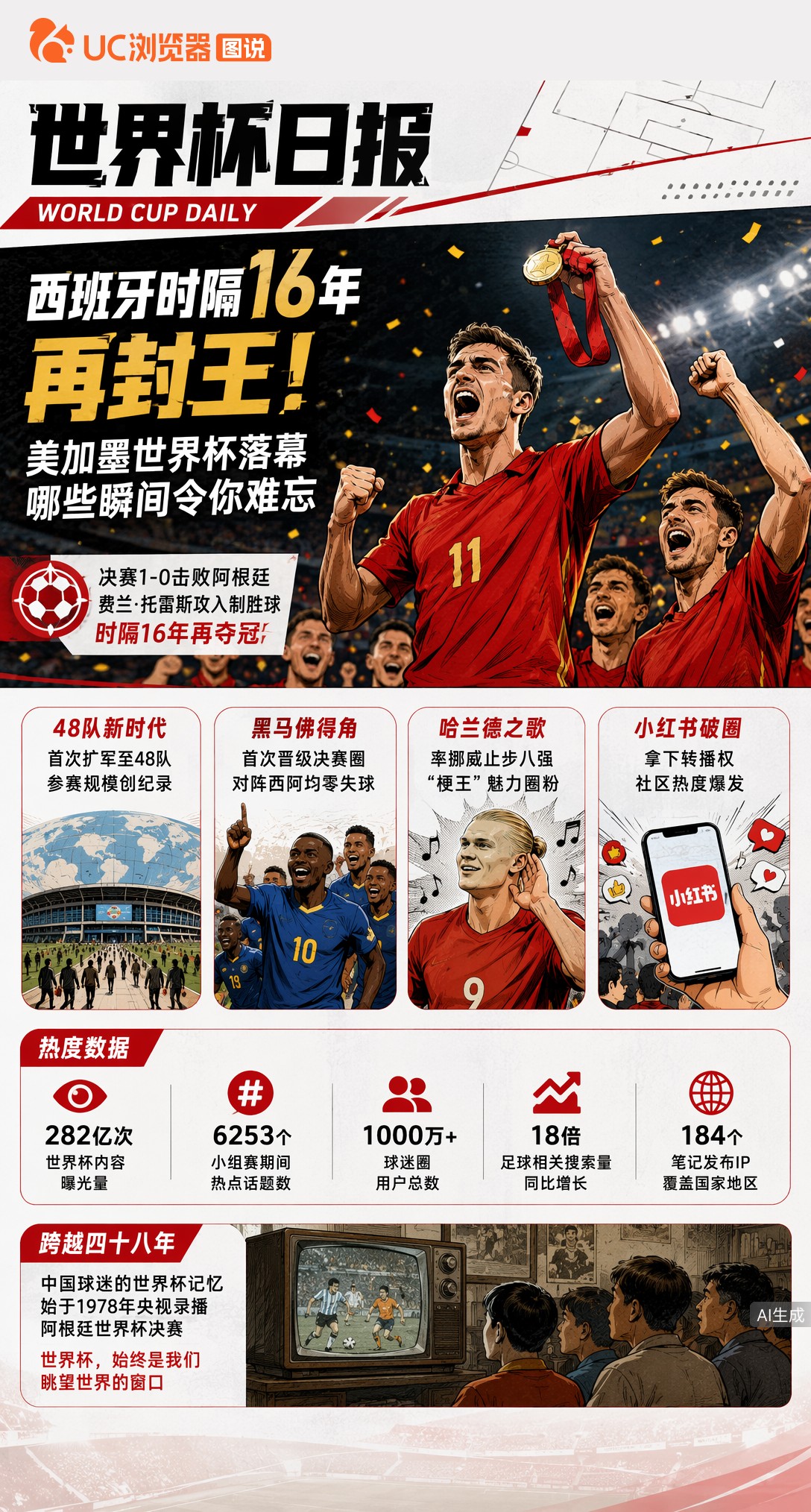 西班牙时隔16年再封王！美加墨世界杯落幕，哪些瞬间令你难忘