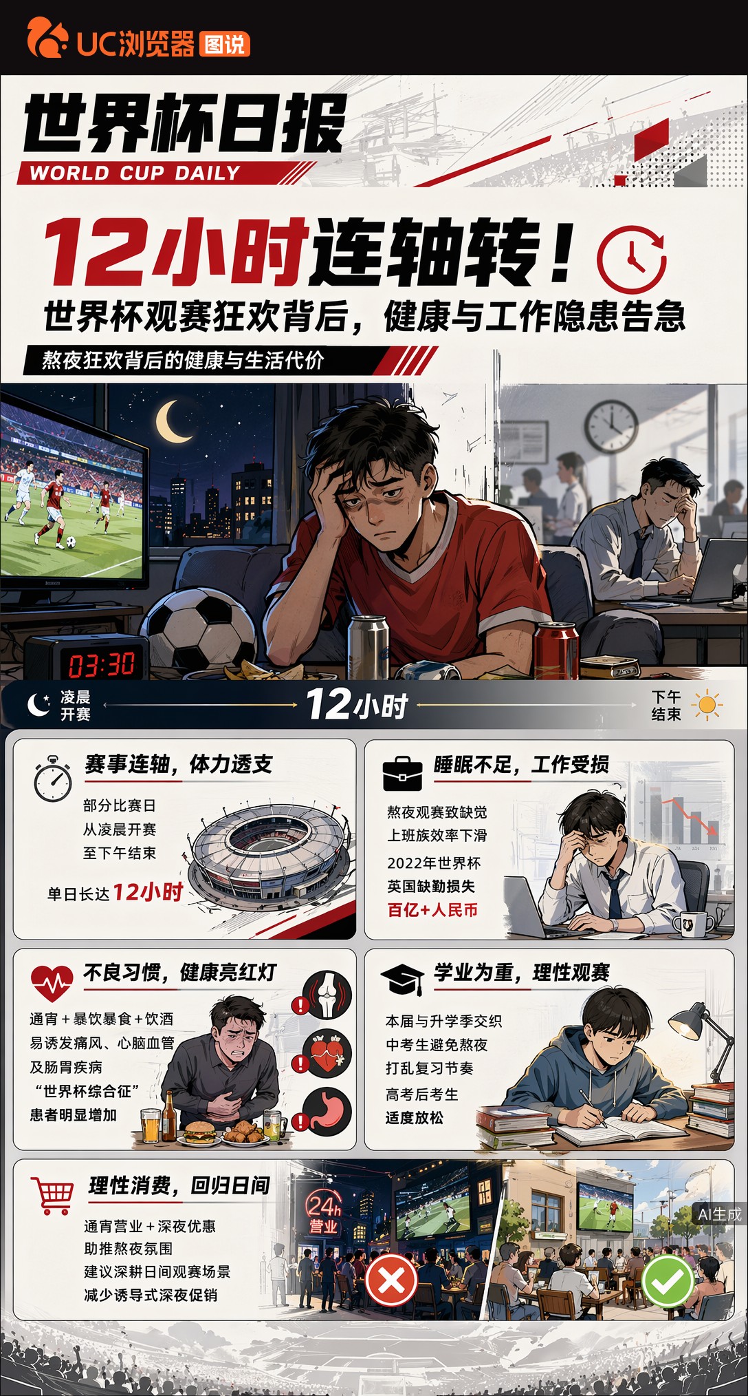 12小时连轴转！世界杯观赛狂欢背后，健康与工作隐患告急