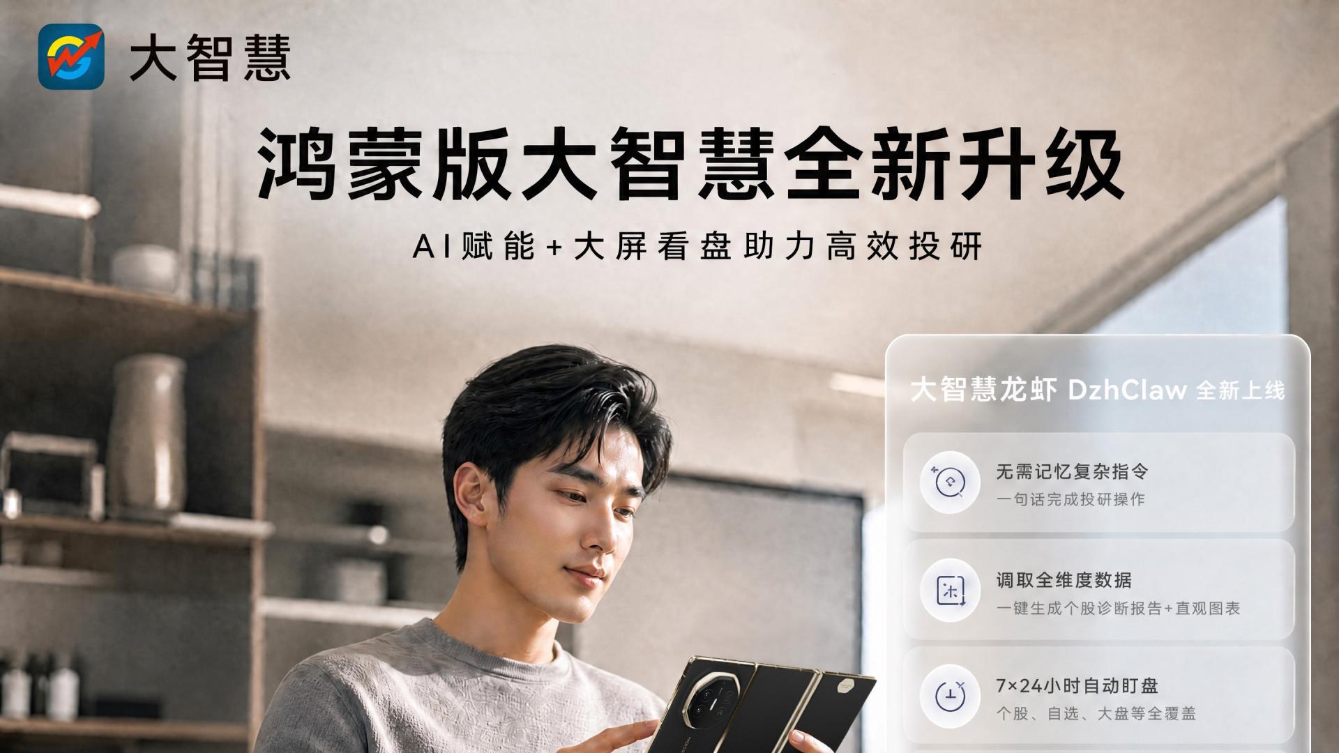 AI赋能+大屏看盘，鸿蒙版大智慧以DzhClaw、多股同屏比价降低投研门槛