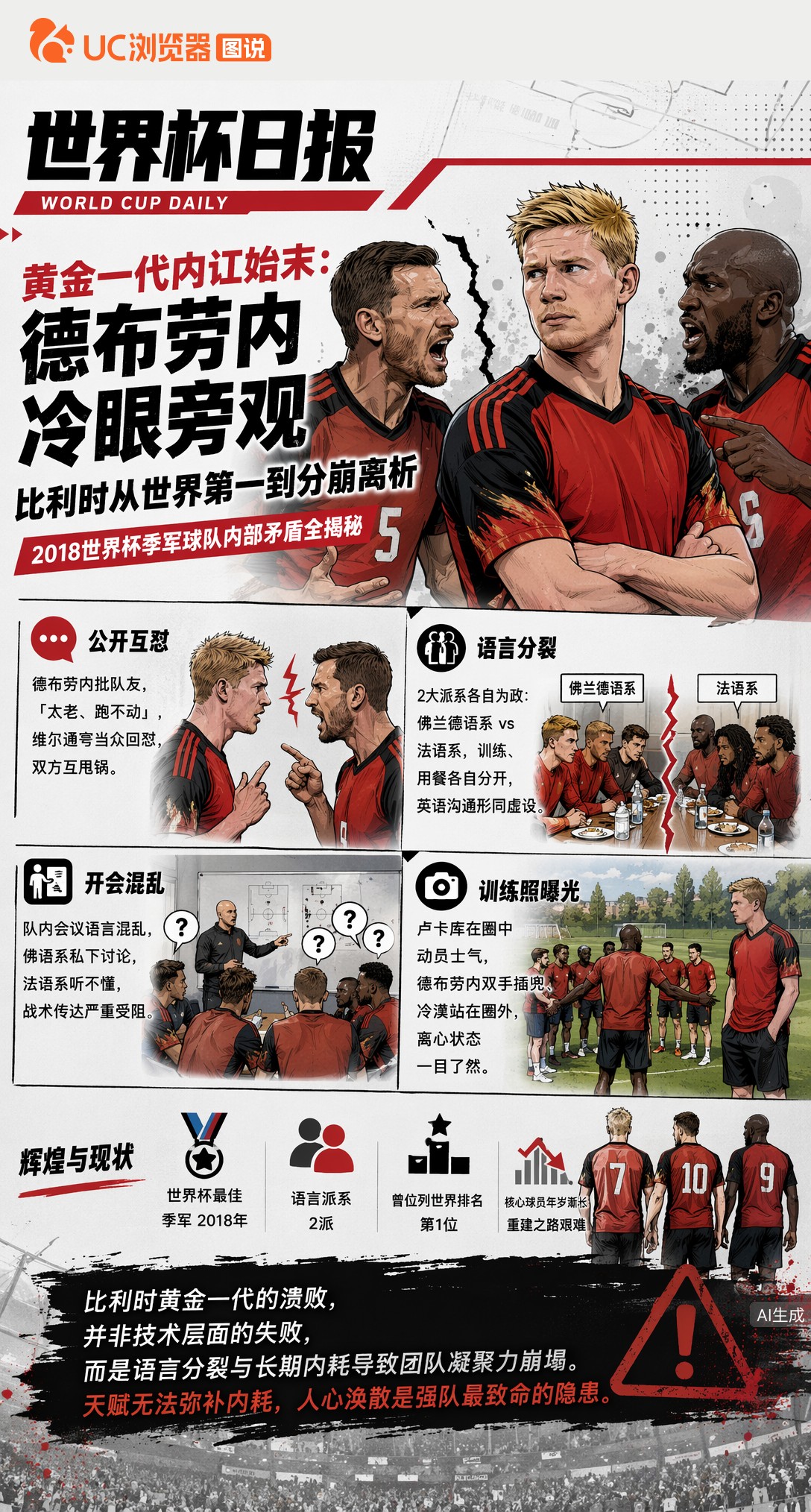 黄金一代内讧始末：德布劳内冷眼旁观，比利时从世界第一到分崩离析