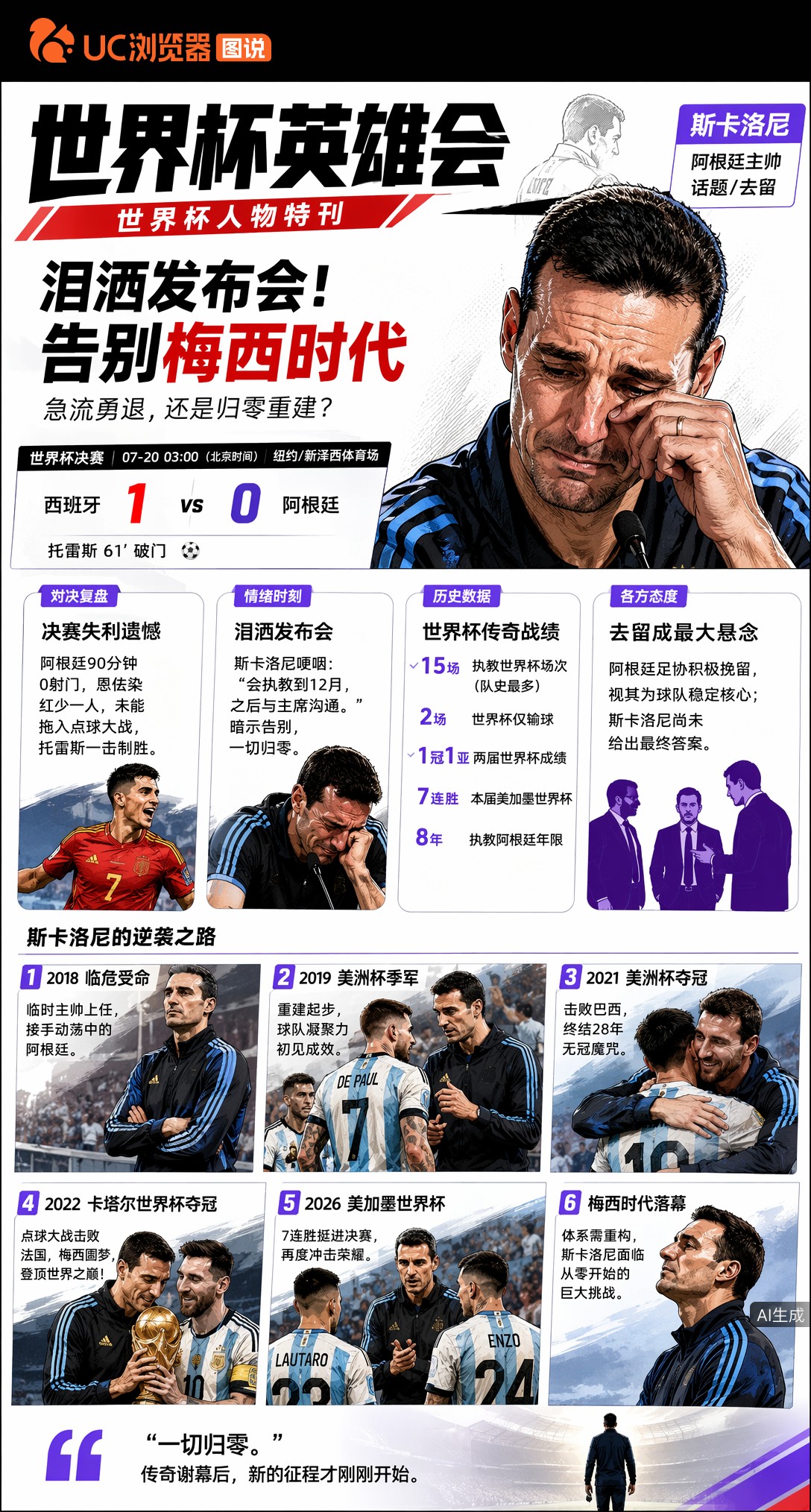 亚军主帅泪洒发布会！斯卡洛尼告别梅西时代，急流勇退还是归零重建