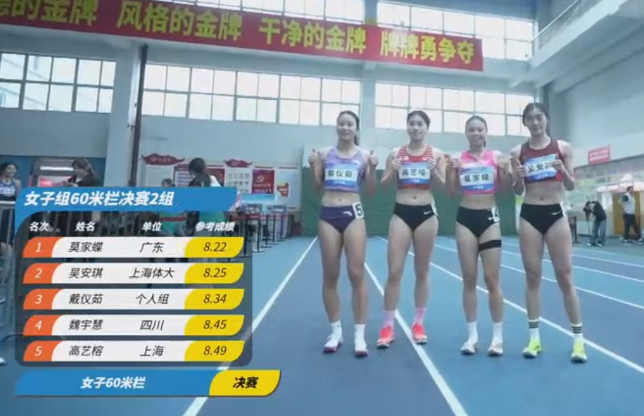 吴艳妮退赛，莫家蝶8秒22夺冠