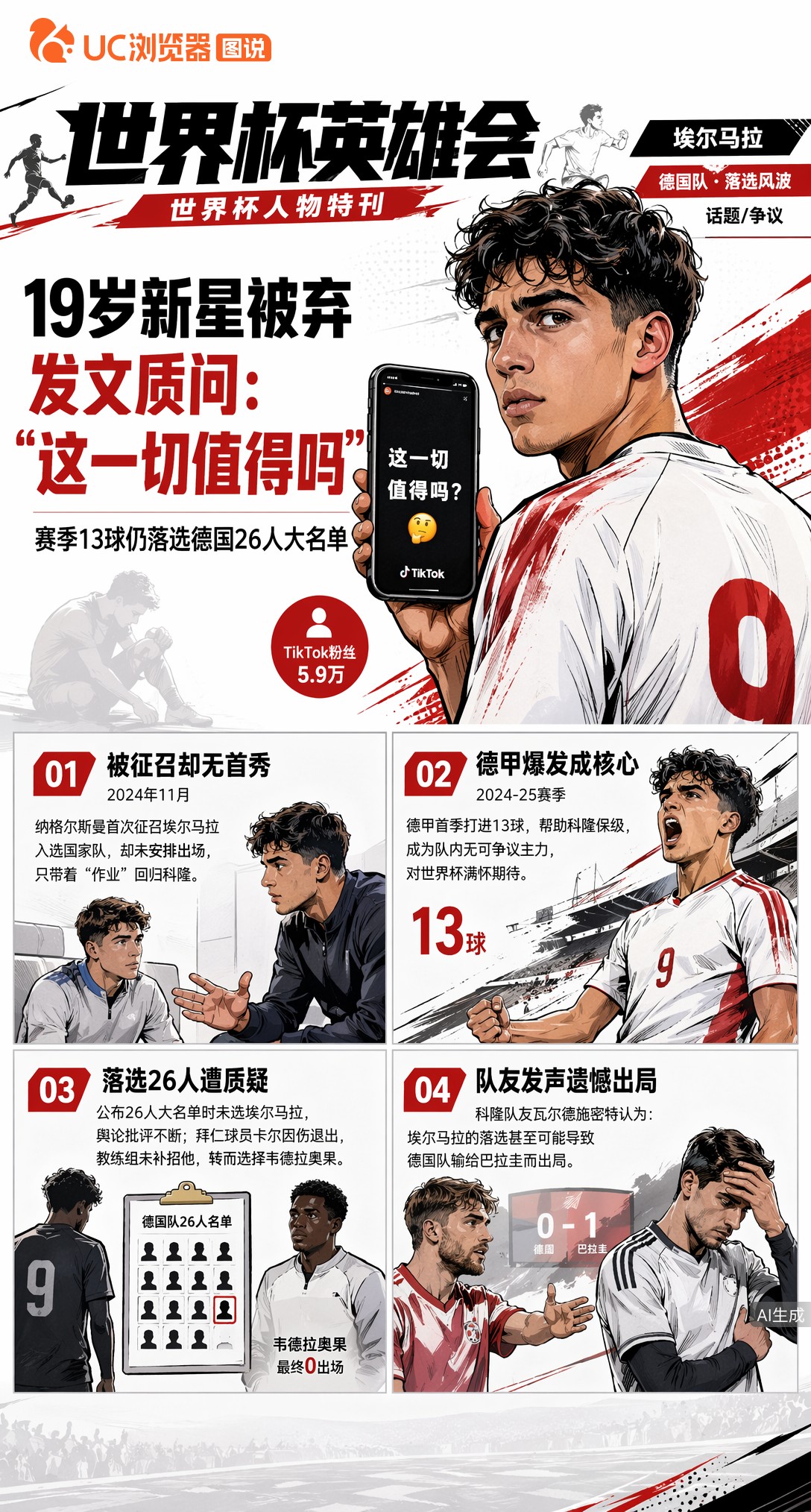 落选后发文喊话"这一切值得吗"——埃尔马拉与德国出局隔空呼应