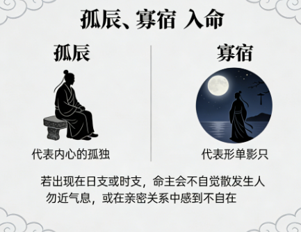 孤辰：话到嘴边咽回去，热闹是别人的
寡宿：深夜翻遍通讯录，却找不到一个能拨出的号