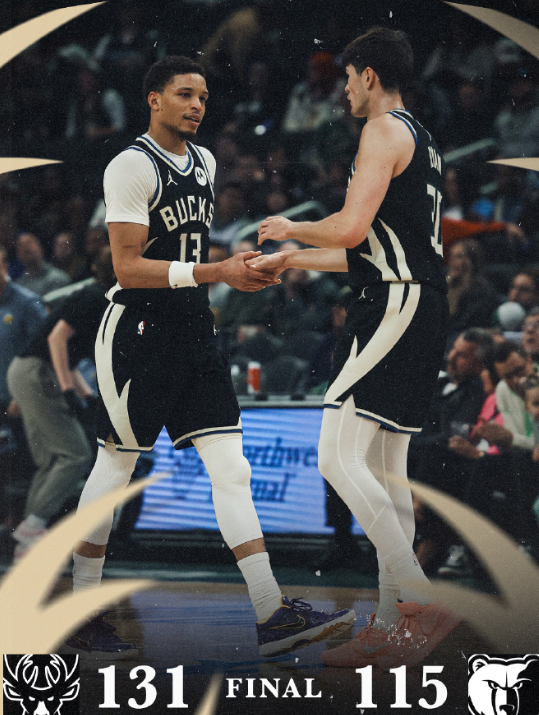 NBA常规赛雄鹿主场对阵灰熊的比赛已经结束。全场战罢，雄鹿以131-115战胜灰