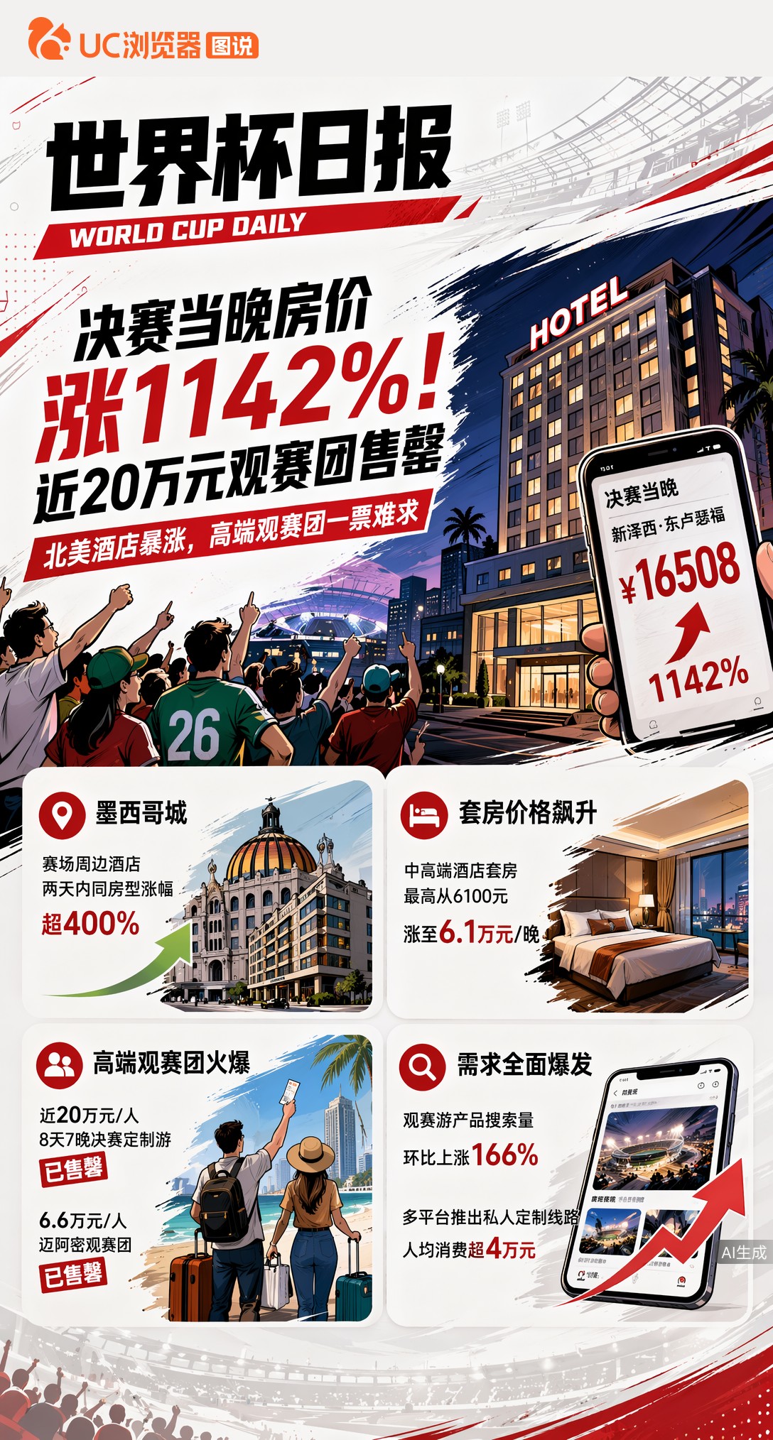 决赛当晚房价涨1142%！近20万元观赛团售罄，2026世界杯消费浪潮来袭