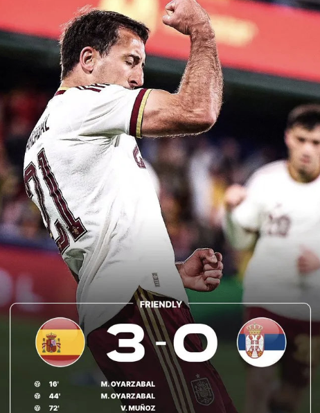 北京时间3月28日04:00，国际足球友谊赛，西班牙在陶瓷球场与塞尔维亚进行一场