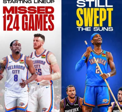美媒ClutchPoints发图谈到了雷霆：
本赛季雷霆展现了强大的阵容深度。