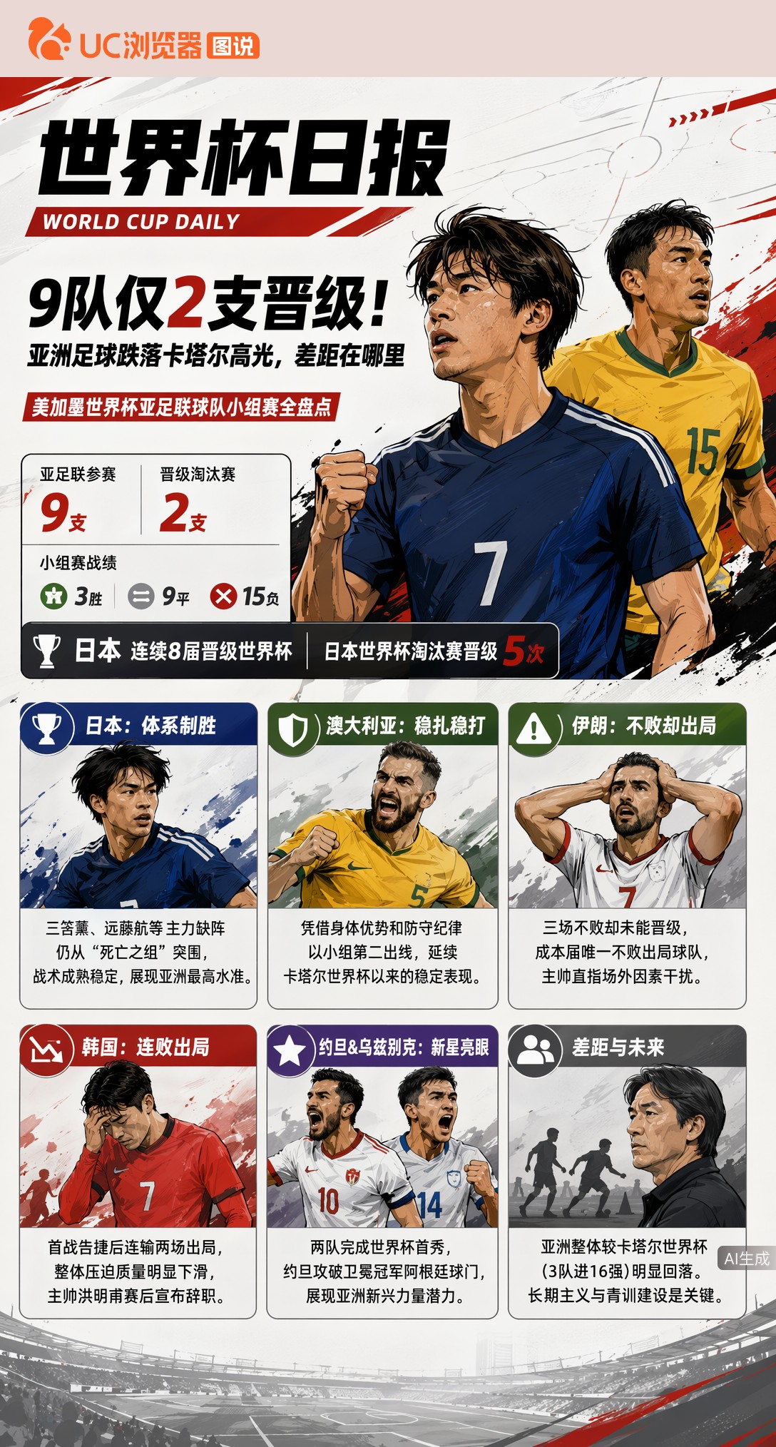 9队仅2支晋级！亚洲足球跌落卡塔尔高光，差距在哪里