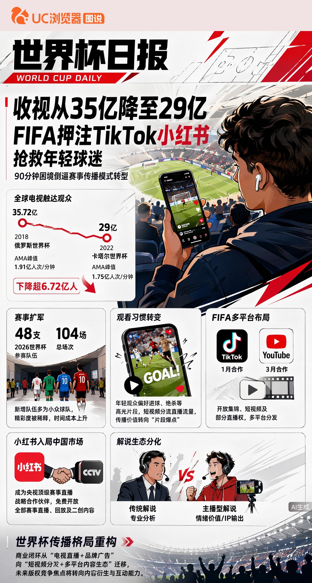 收视从35亿降至29亿，FIFA押注TikTok小红书抢救年轻球迷