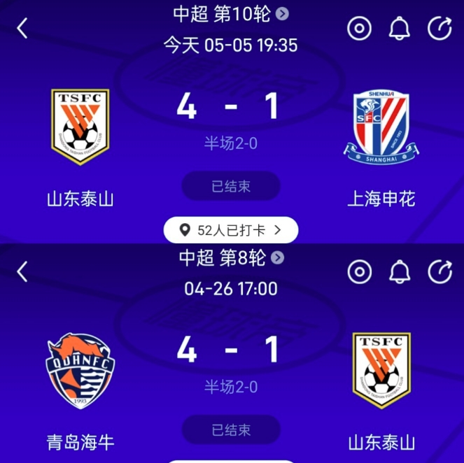 山东泰山的表现判若两队