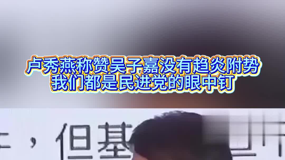 卢秀燕称赞吴子嘉没有趋炎附势：我们都是民进党的眼中钉