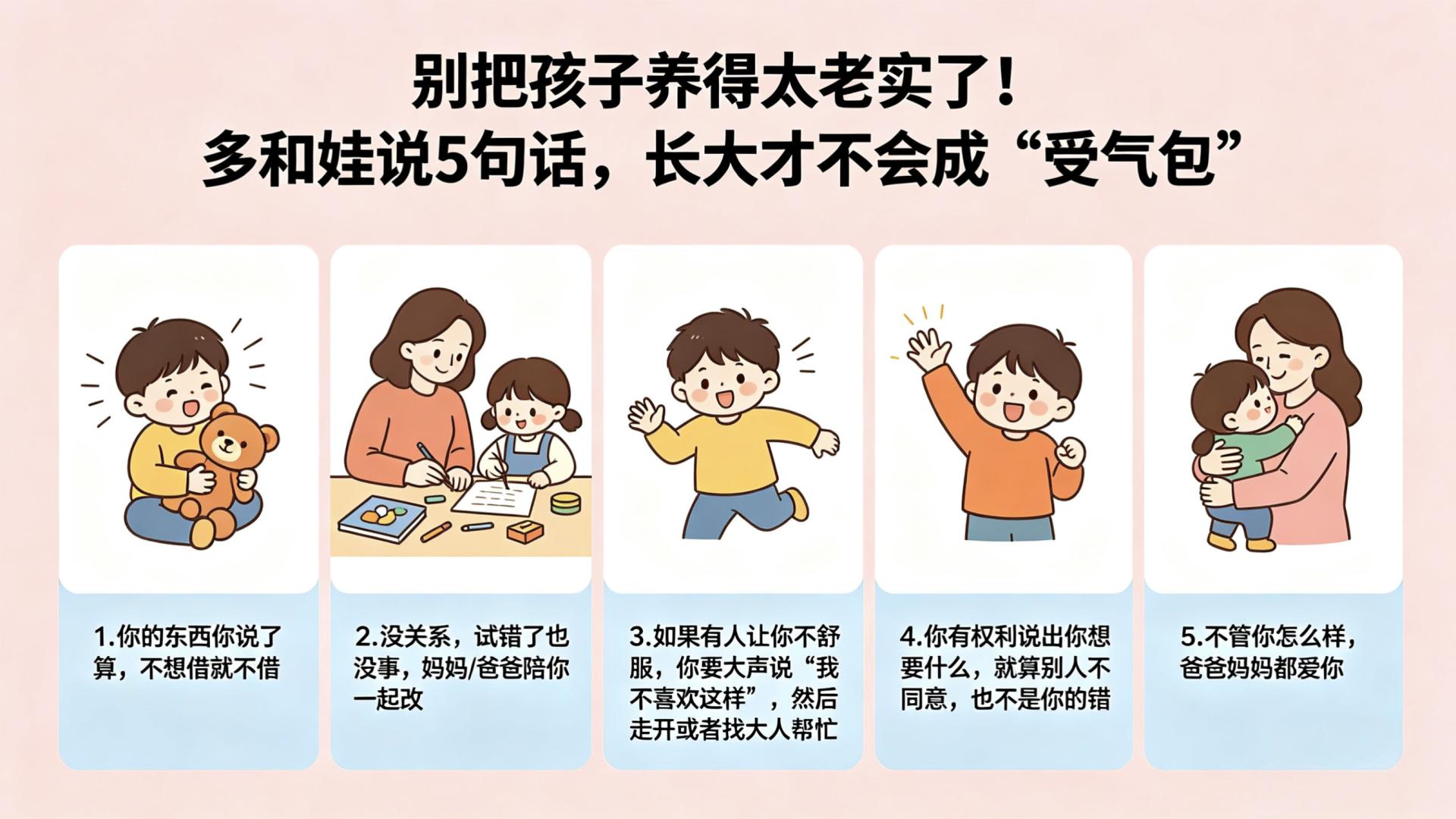 别把孩子养得太老实了！多和娃说5句话，长大才不会成“受气包”
