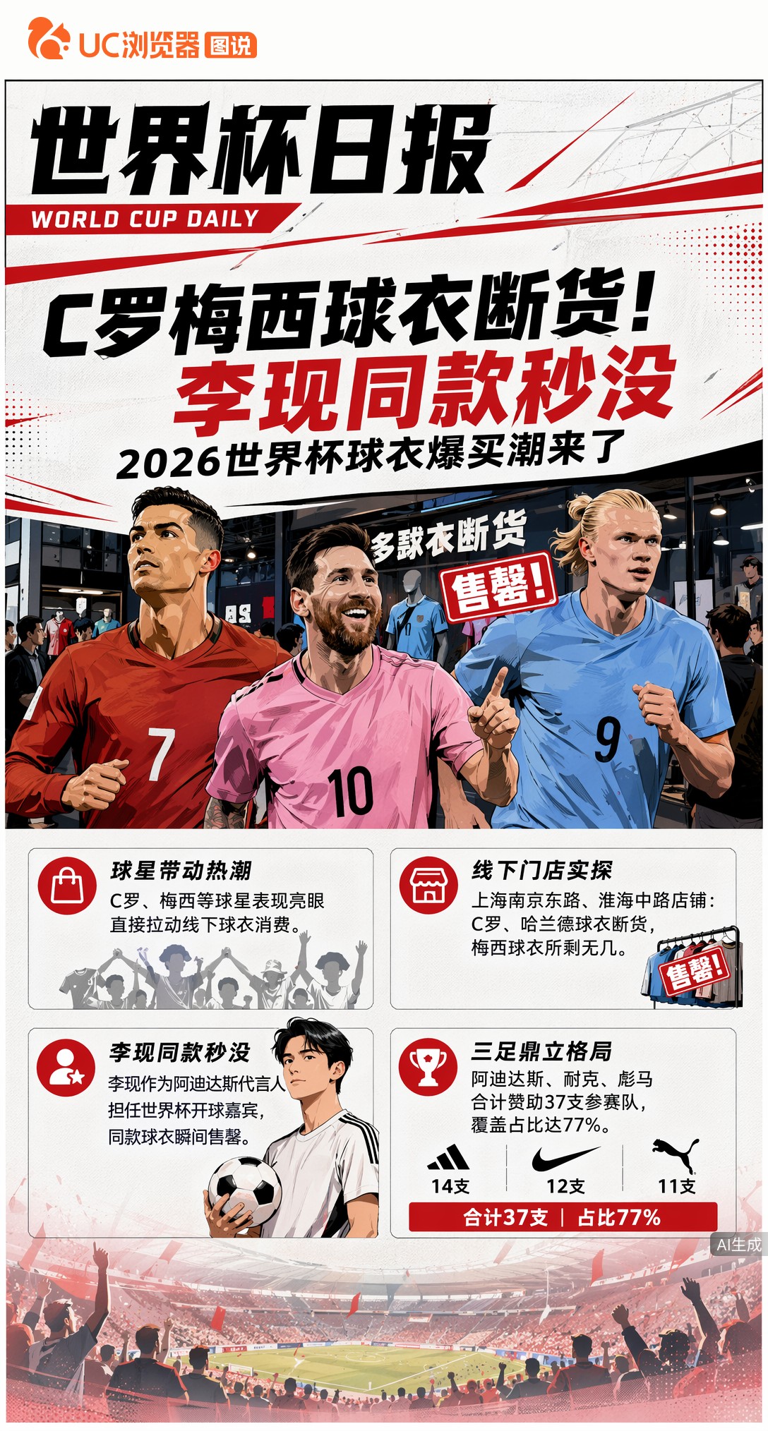 C罗梅西球衣断货！李现同款秒没，2026世界杯球衣爆买潮来了