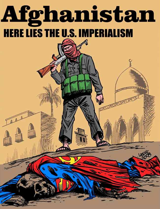 漫画：阿富汗，这里躺着战败的美帝国主义的尸体