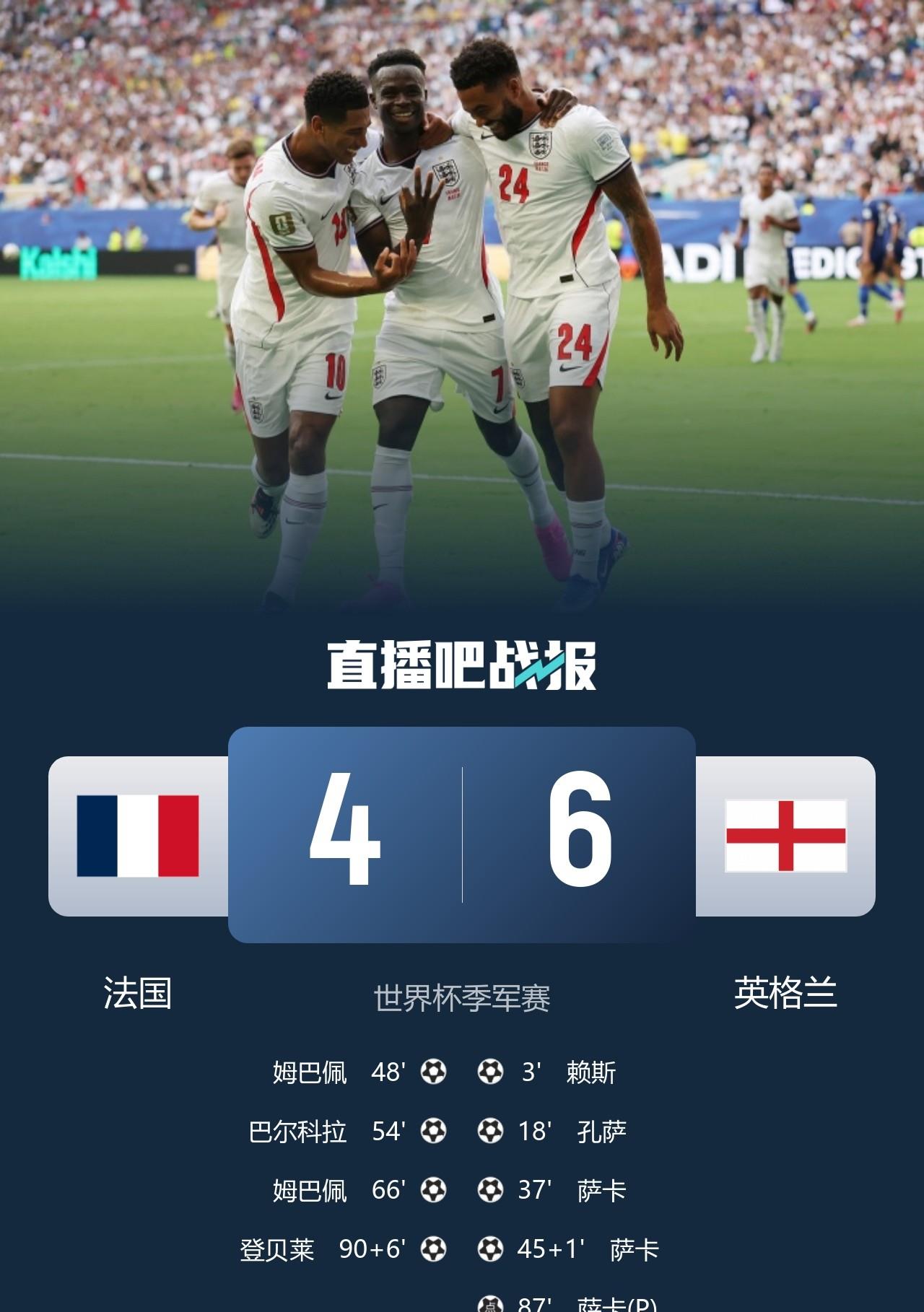 世界杯的三四名季军赛沦为刷数据的工具！英格兰6-4法国获季军！
嘴上不在乎，身体