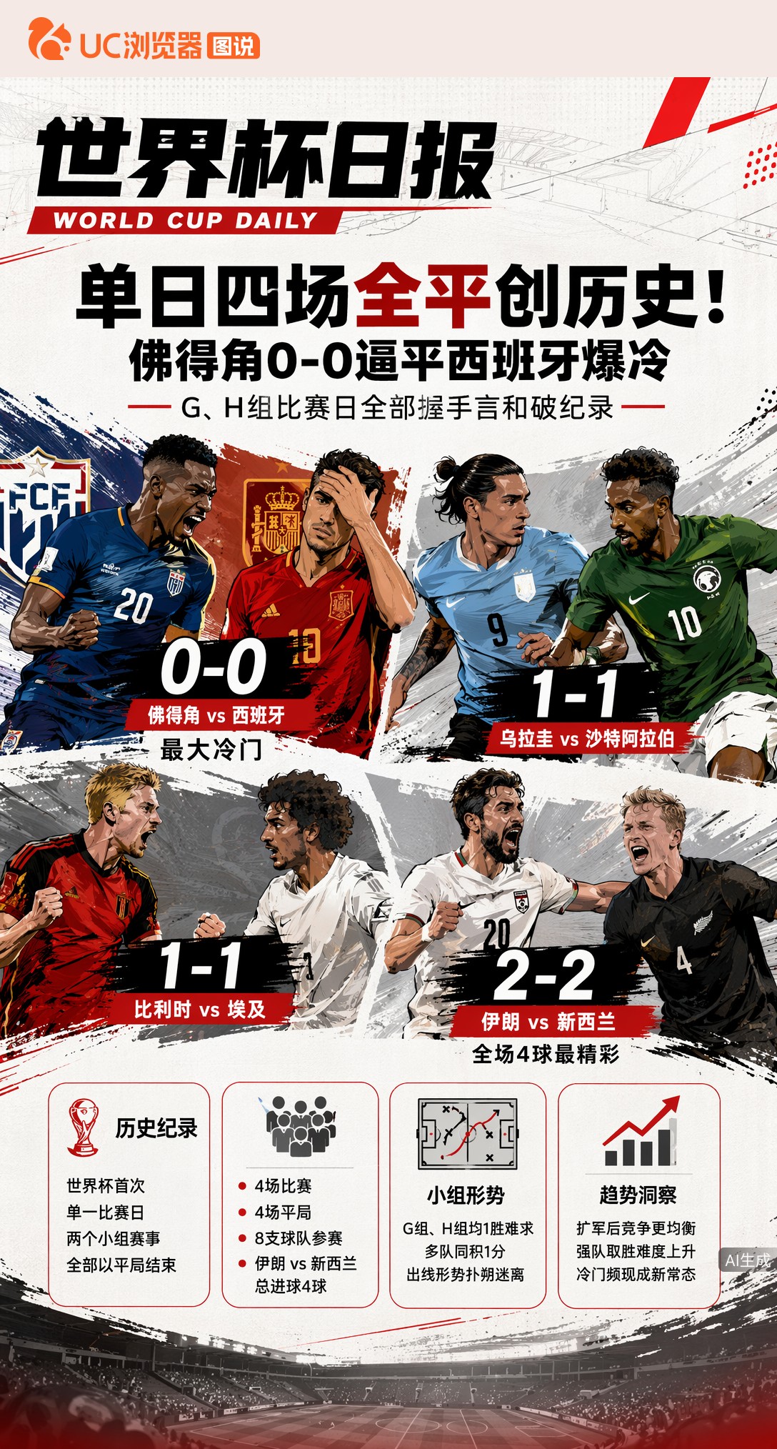 单日四场全平创历史！佛得角0-0逼平西班牙爆冷，2026世界杯罕见纪录诞生