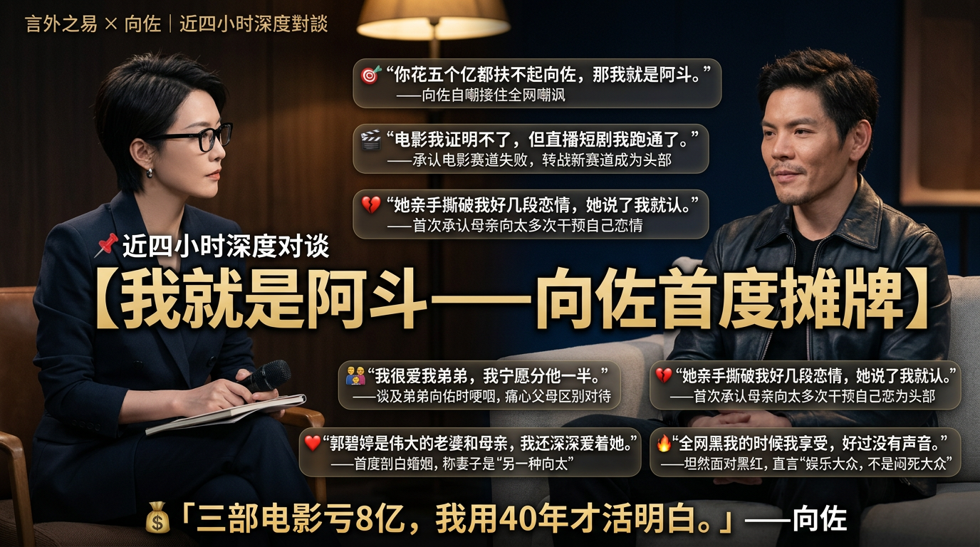破防了！向佐第一次公开直接承认自己就是那个“扶不起的阿斗”。

谁不知道向华强砸