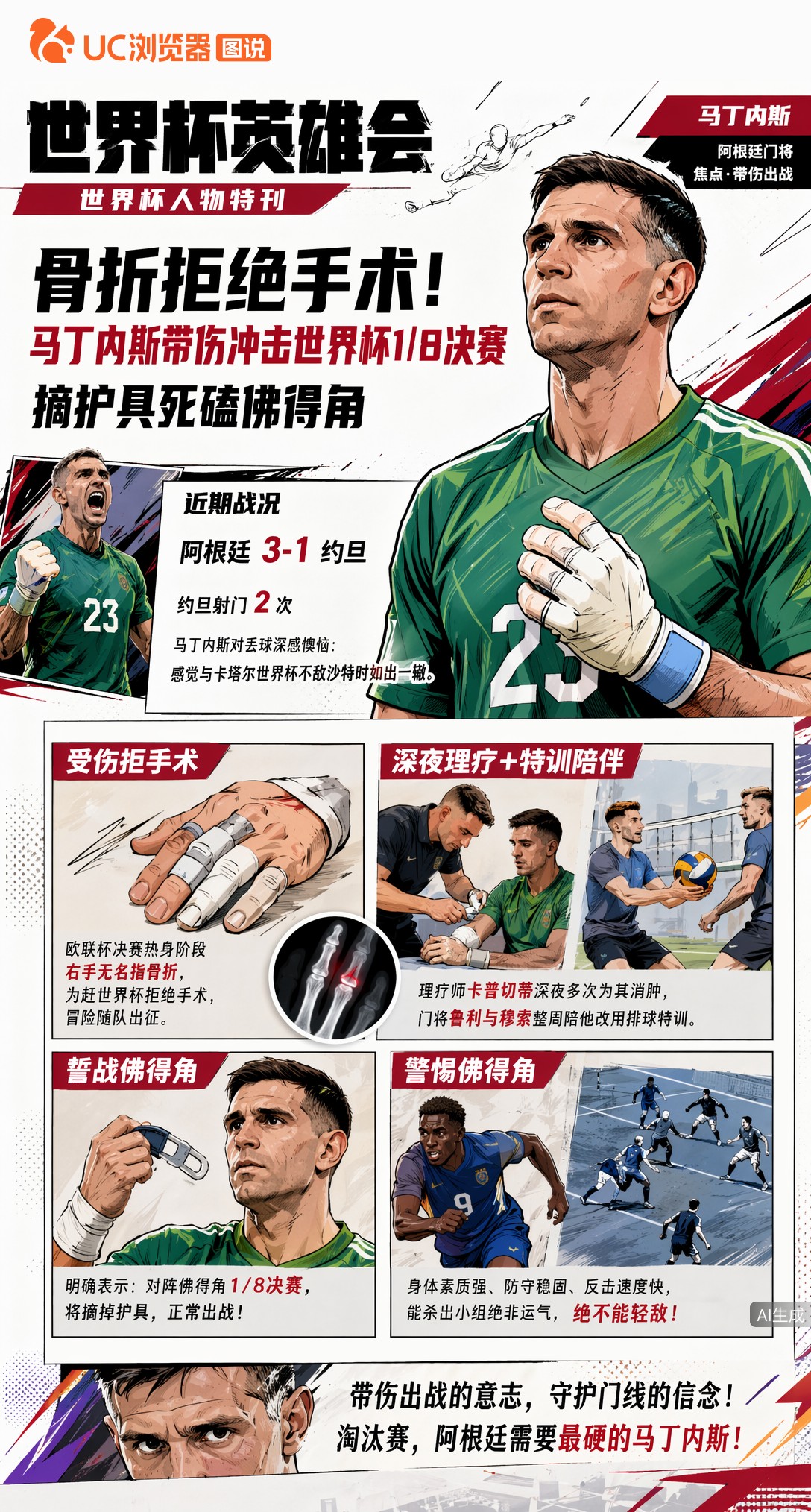 骨折拒绝手术！马丁内斯带伤冲击世界杯1/8决赛，摘护具死磕佛得角