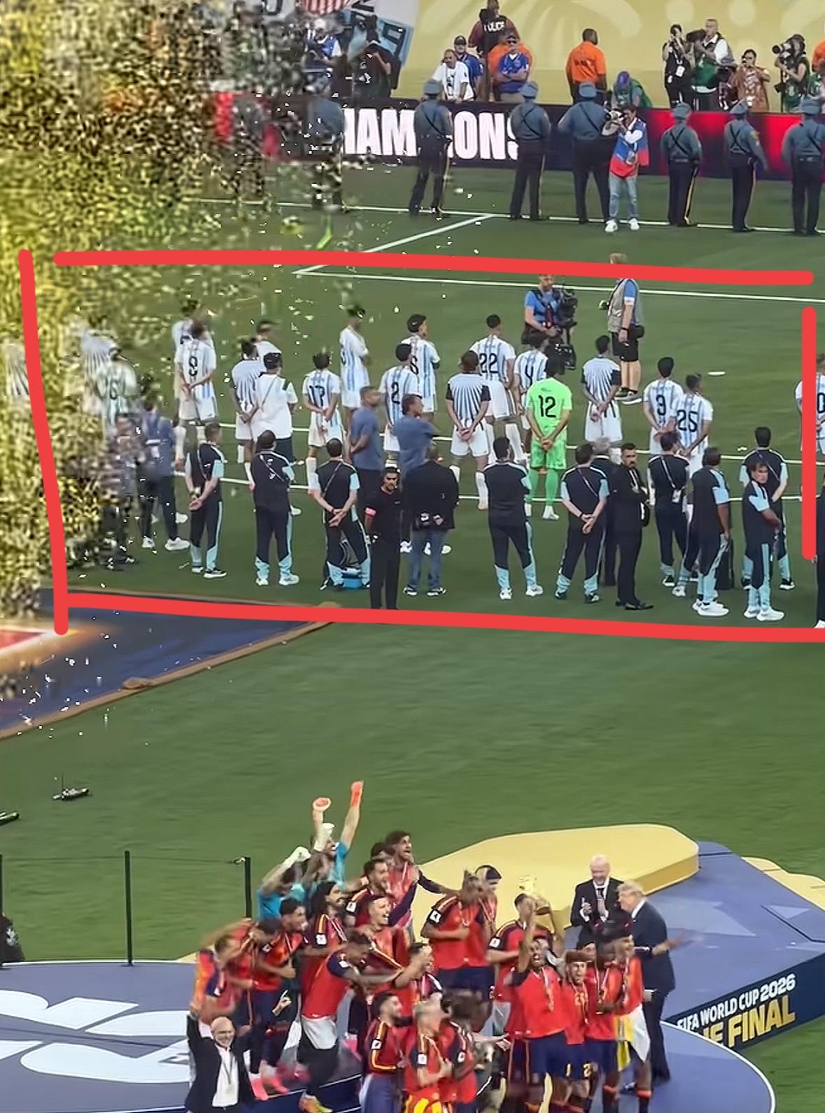 这就是阿根廷队吗？网友指责输球又输人，西班牙加冕冠军，阿根廷不仅没祝贺，反而背对
