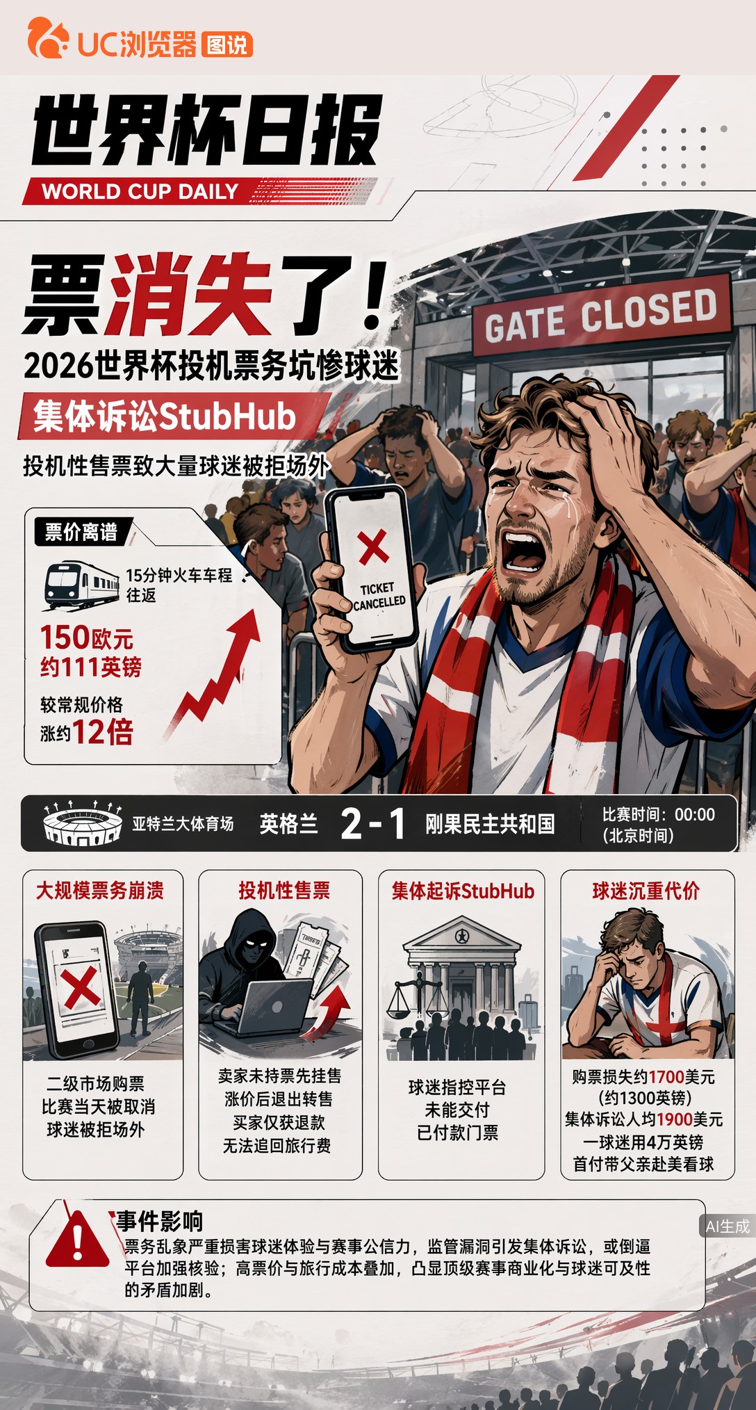 票消失了！2026世界杯投机票务坑惨球迷，集体诉讼StubHub