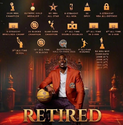 前NBA名将霍华德发布长文宣布退役。结束20年职业生涯！
2004年，霍华德以状