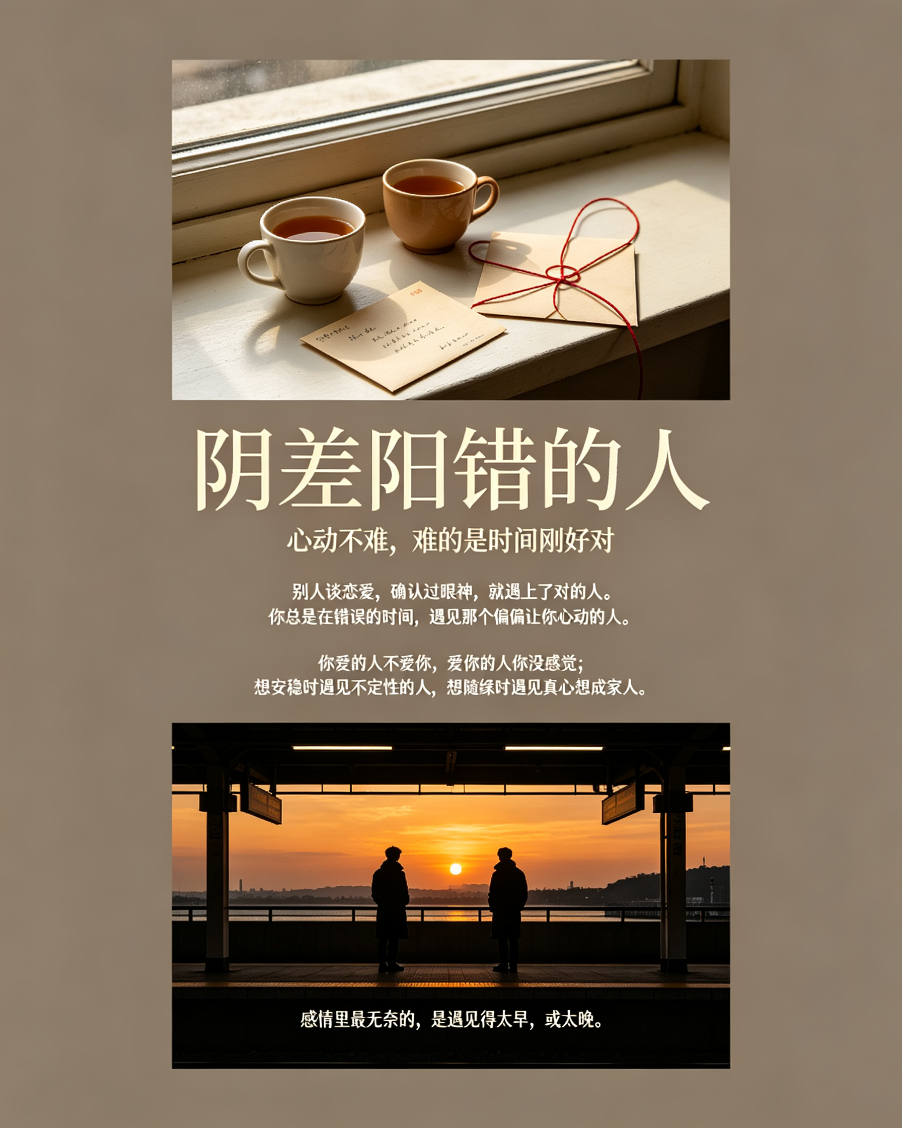 那些自带阴差阳错的人，谈恋爱的经历可太精彩了。感情里，每一次，都差那么一点。