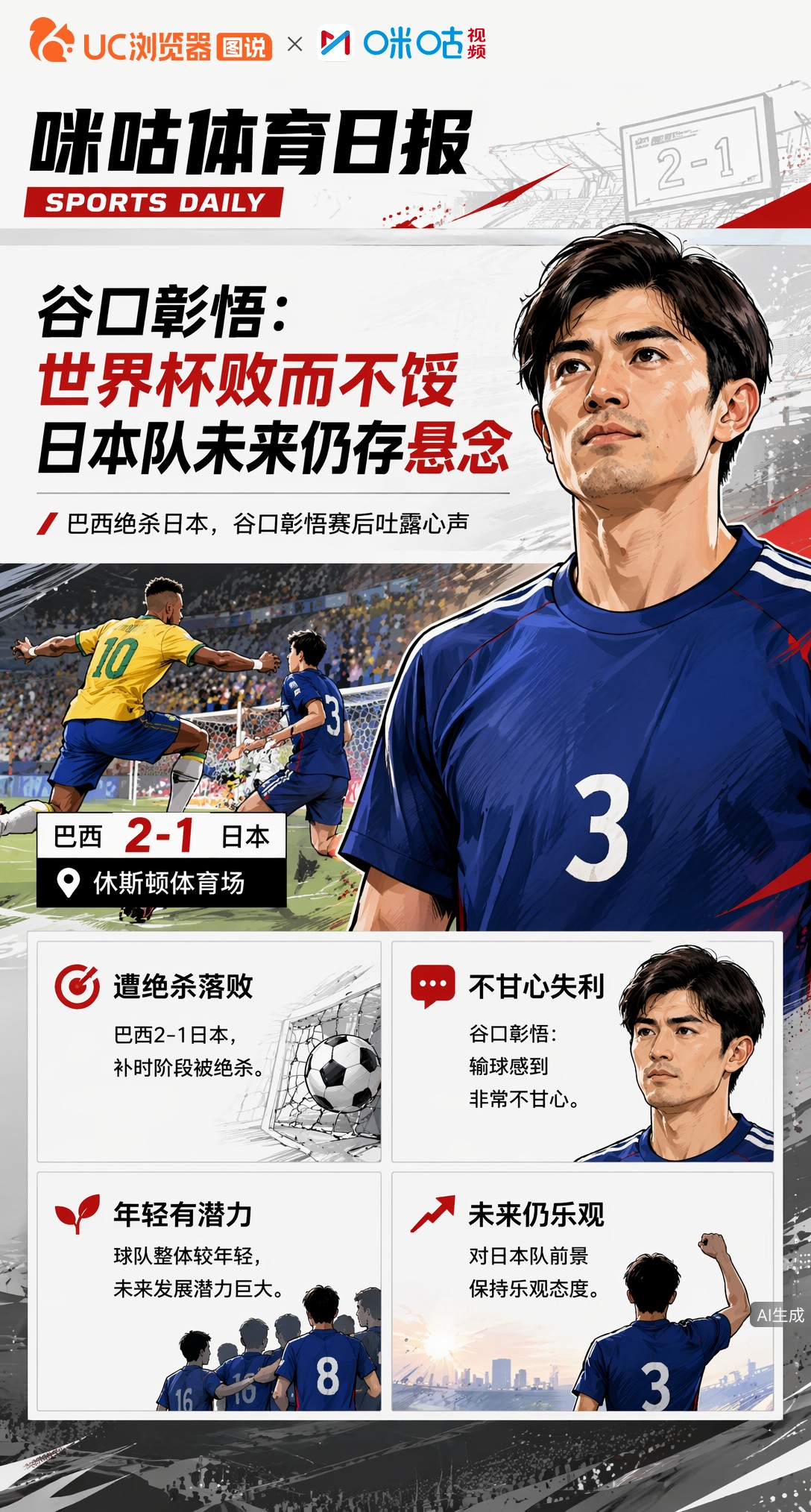 谷口彰悟：世界杯败而不馁，日本队未来仍存悬念