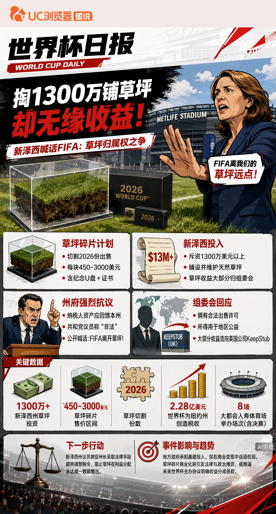 掏1300万铺草坪却无缘收益！新泽西喊话FIFA：草坪归属权之争
