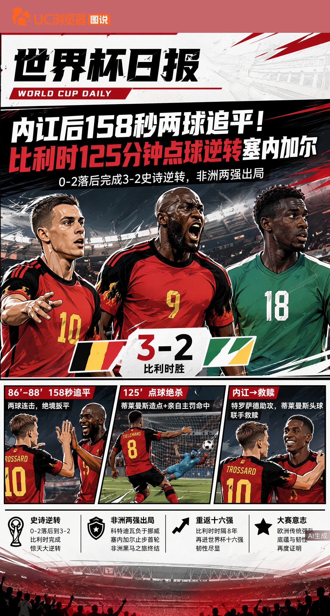 内讧后158秒两球追平！比利时125分钟点球逆转塞内加尔