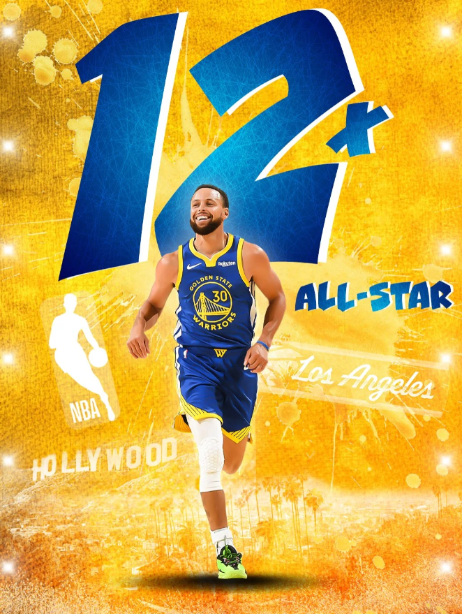 金州勇士队球星斯蒂芬-库里发推，表达了对自己第12次入选全明星的感激之情。
“第