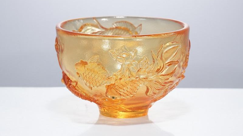 古法琉璃金玉满堂茶碗：琉璃凝金辉，器载满堂欢