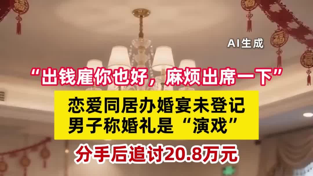 同居1年办婚礼未登记，分手时男方称是演戏追讨20.8万，法院判了