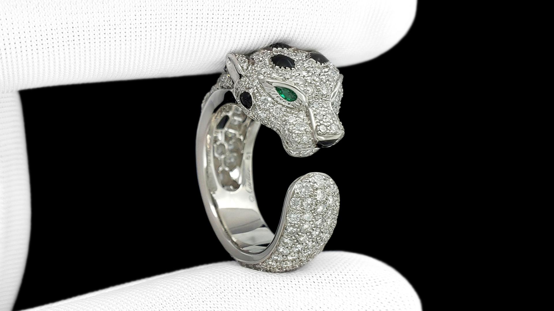 卡地亚满钻猎豹戒指丨繁星洒落豹身 威仪跃然指上