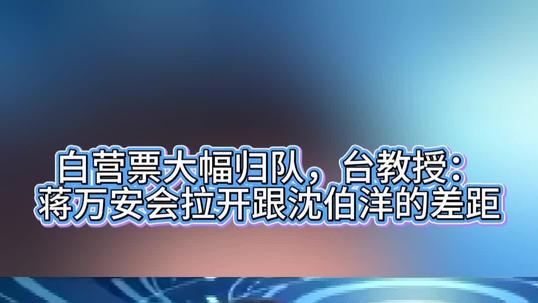 白营票大幅归队，台教授：蒋万安会拉开跟沈伯洋的差距