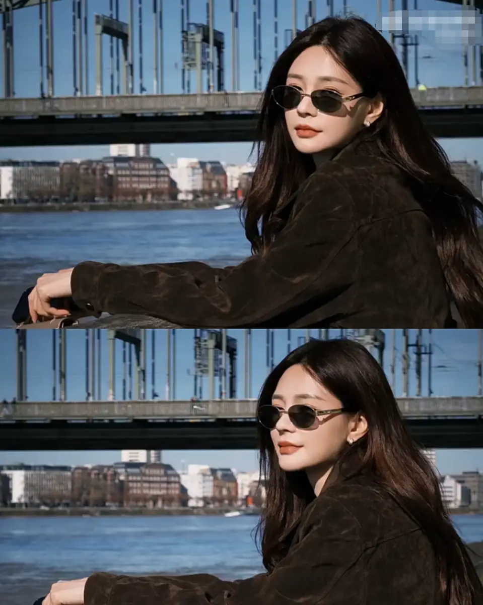 沈梦辰穿长裙漫步德国街头 歪头微笑尽显青春明媚