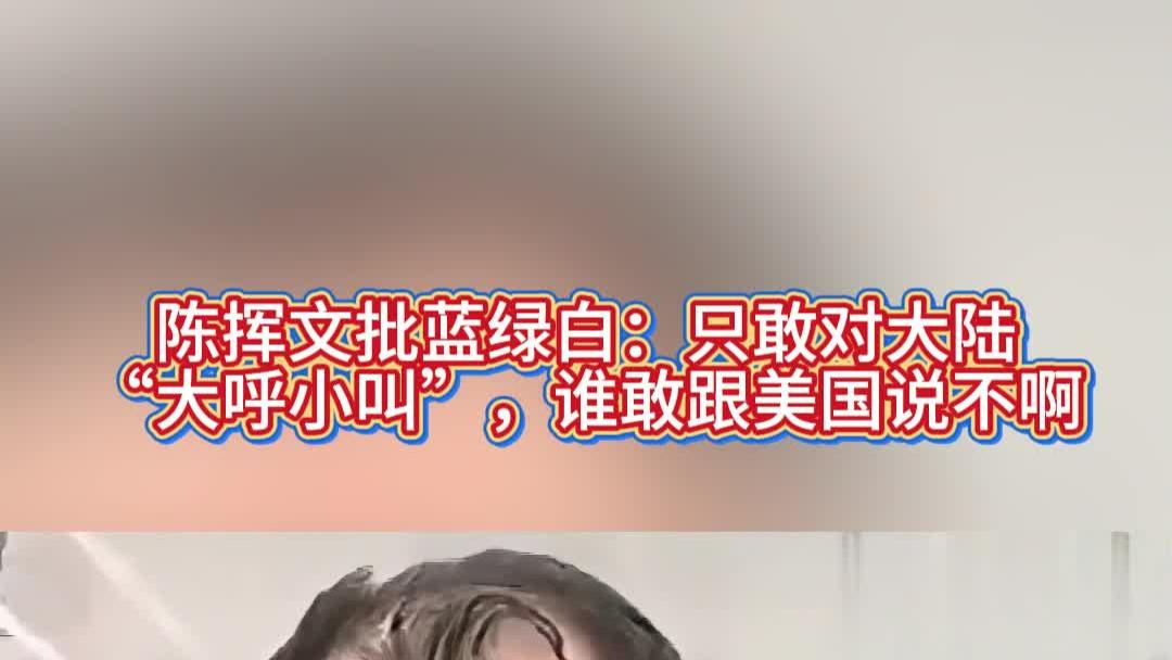 陈挥文批蓝绿白：只敢对大陆“大呼小叫”，谁敢跟美国说不啊