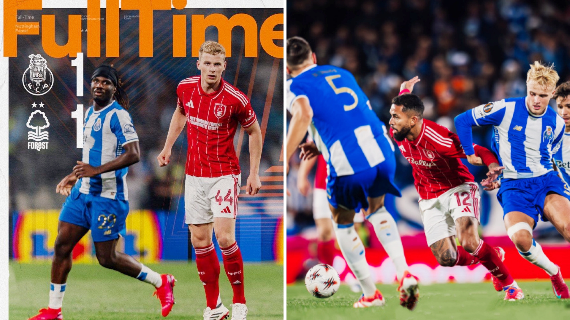 欧联杯：波尔图主场1-1战平诺丁汉森林。
威廉·戈麦斯破门，马丁·费尔南德斯回传