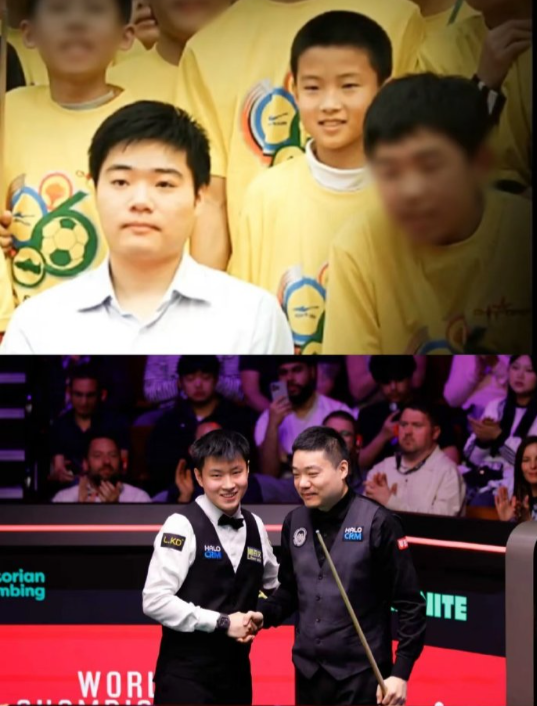 赵心童晒和丁俊晖旧照说：一起加油！小童小时候和偶像晖哥同框合影，长大了一起比赛在