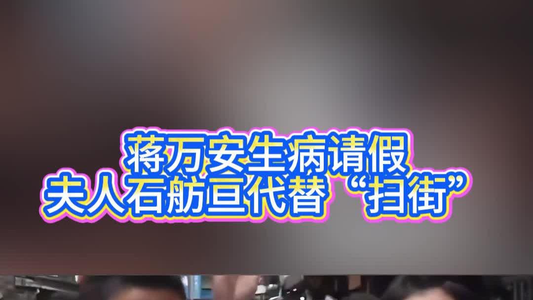 蒋万安生病请假，夫人石舫亘代替“扫街”