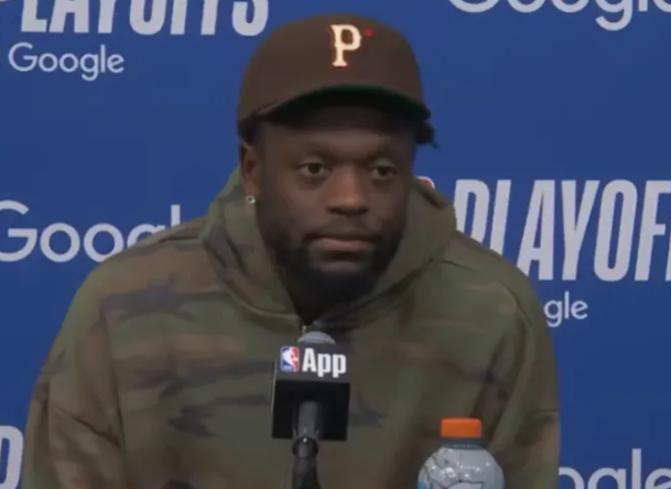 NBA季后赛，森林狼球员朱利叶斯-兰德尔接受采访，谈到了队友阿约-多森姆的表现。