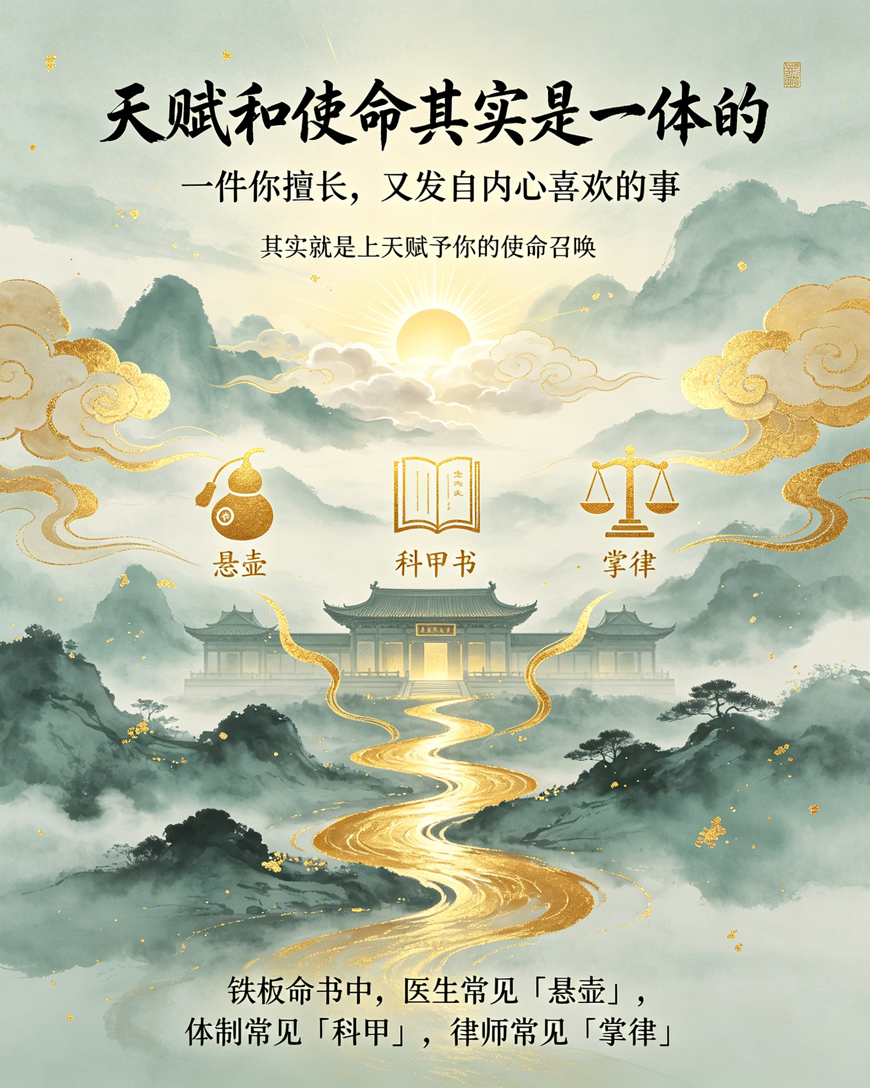 天赋和使命其实是一体的，一件你擅长，又发自内心喜欢的事。其实就是上天赋予你的使命