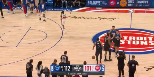 第一场冷门产生！东部第八魔术112-101客场击败东部第一活塞，系列赛1-0占得