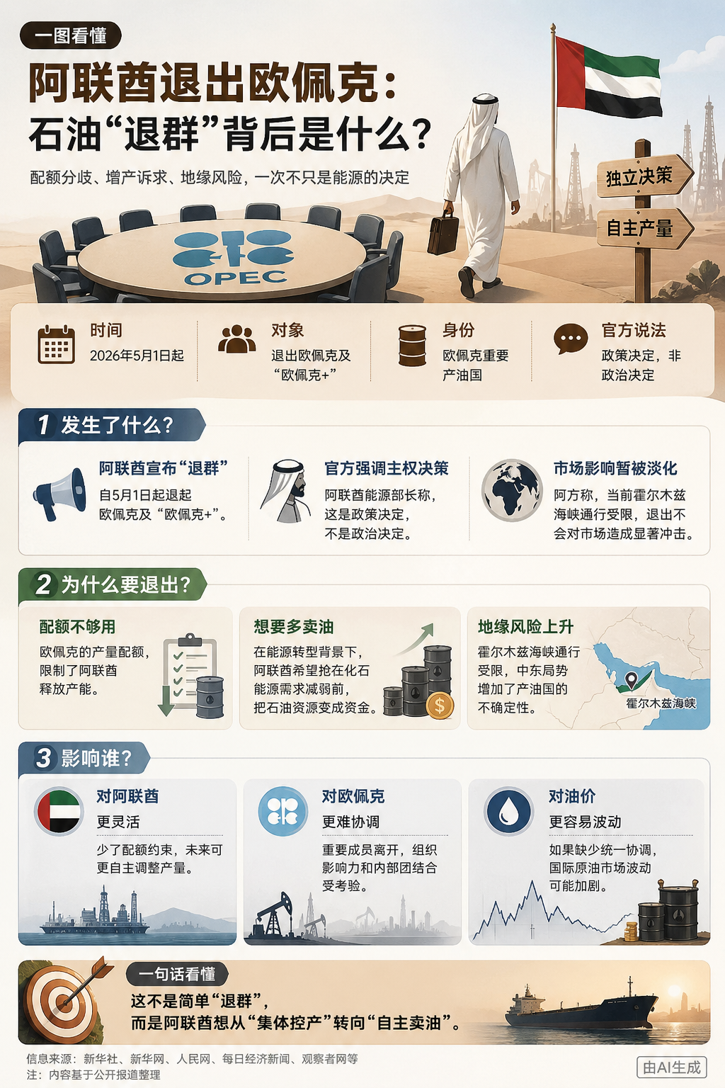 阿联酋宣布退出欧佩克！石油"退群"背后藏着什么野心？一图看懂全局