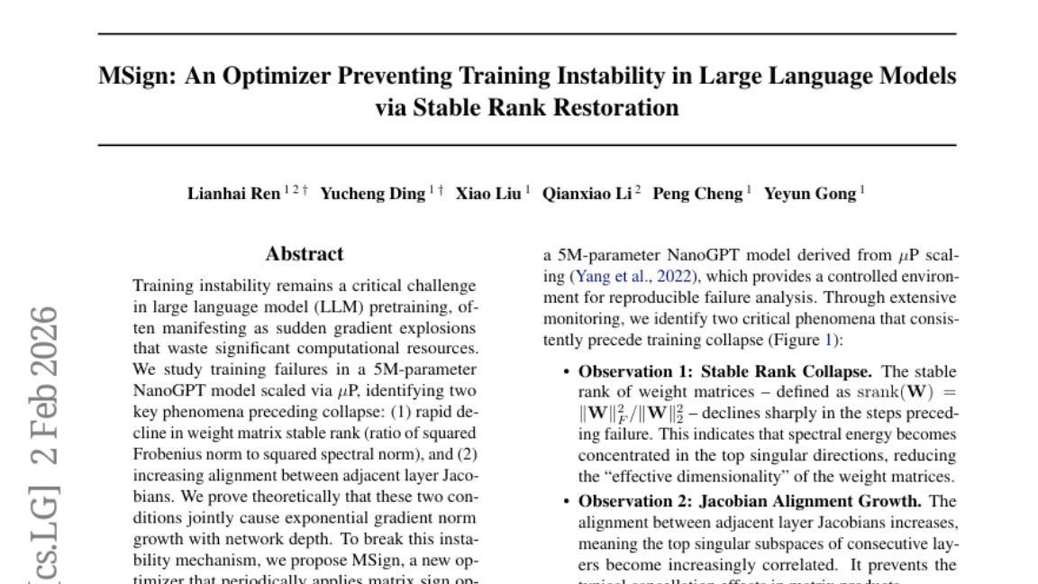 微软研究院揭示：大语言模型训练崩溃与稳定性等级骤降关联