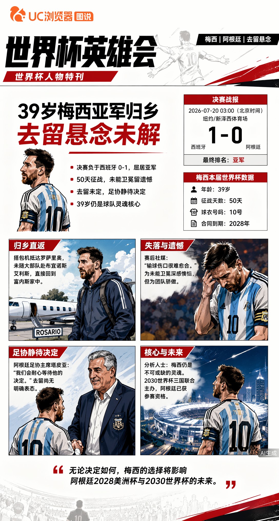 39岁梅西世界杯亚军归乡，国家队去留悬念未解