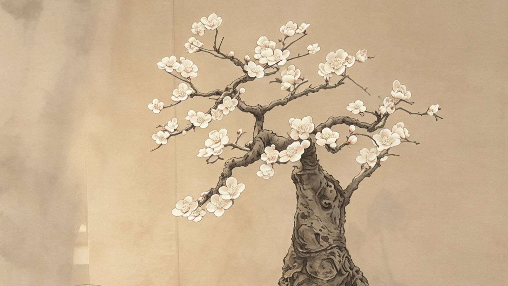 枯木逢花，寒梅吐韵