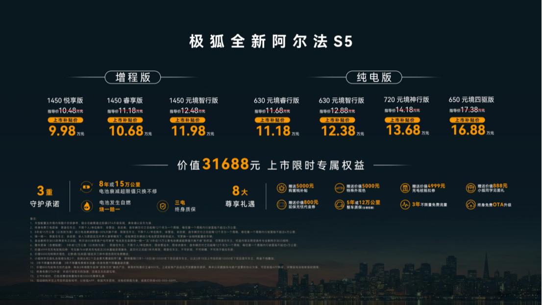 9.98万起解锁AI轿跑！极狐全新阿尔法S5上市，爽感越级拉满